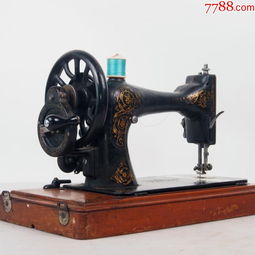 稀有18 2年英國(guó)工業(yè)風(fēng)古董勝家singer手搖縫紉機(jī)帶箱 古董影像器材收藏